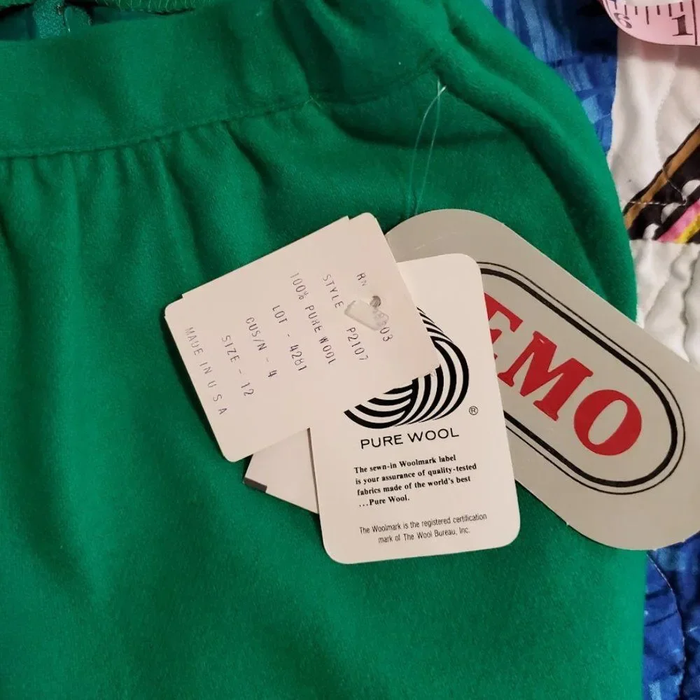 Vintage‎ EMO Pure Wool Deadstock Green Midi Skirt